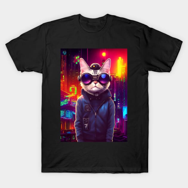 Techno Cat In Japan Neon City T-Shirt by star trek fanart and more